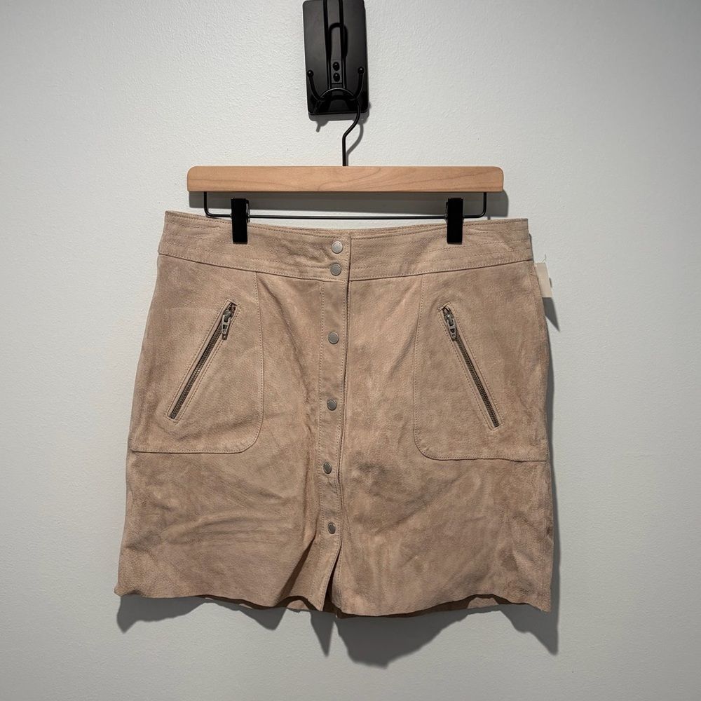 BLANK NYC Khaki Suede 100% Leather Mini Skirt 31 NWT